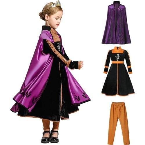 Anna Dress Girls Princess Cosplay Costume Kids Dresses for Party Elegant Carnival Birthday Gift Children Clothing Vestido