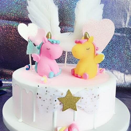 Unicorn Party Decor Unicornio Cake Topper Boy Girls Unicorn Birthday Party Decoration Kids Baby Shower Wedding Party Supplies