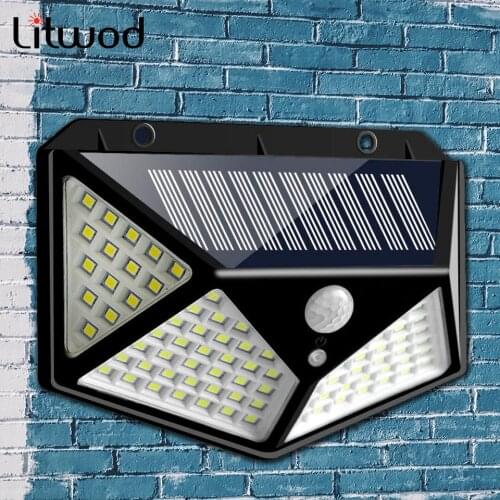 Dropshiping Solar Outdoor Light Built in Battery Motion Sensor 100 Led Powered Sunlight Waterproof Street Garden Lamp Decoration