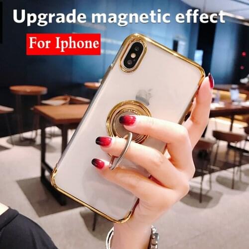 Luxury Magnetic Ring Stand Case For Iphone 6 6S 7 8 Plus Full Cover Case For Iphone X XS XS MAX XR Plating Soft Tpu Phone Case