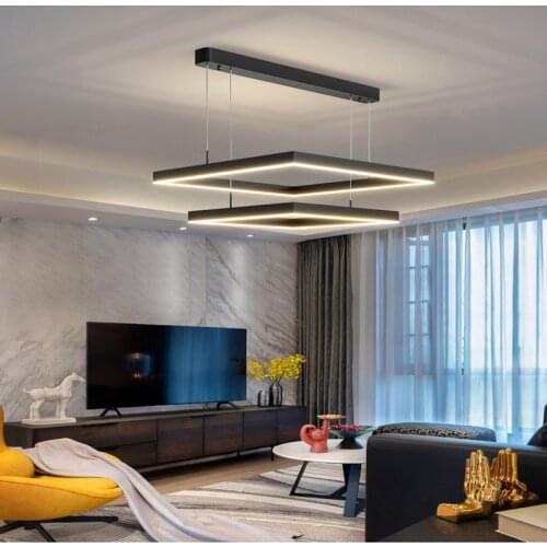 Modern Pendant Lamp Led Nordic Lighting Fixture Hanging Kitchen Restaurant Bar Living Bedroom Bedside Indoor Decor Square Light