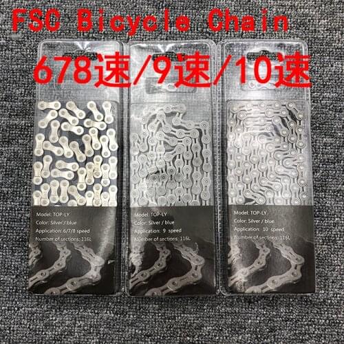 TOP-TKC FSC 6 7 8 9 10 Speed Bicycle Chain Silver Half Hollow Bike Chain Mountain Road Bike Hollow Chains Ultralight 116L