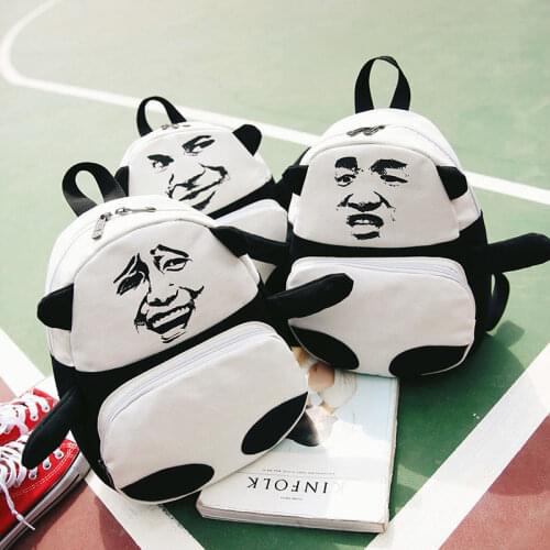 Funny Canvas Backpack Unisex Lightweight Teenage School Bag Black White Men Women Back Pack Casual Travel Rucksack