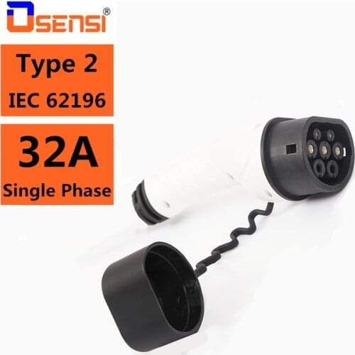 EV Charger 32A Type 2 Plug Stecker Adapter EVSE IEC 62196 Convertor Female Electric Vehicle Car Charging Station Single Phase