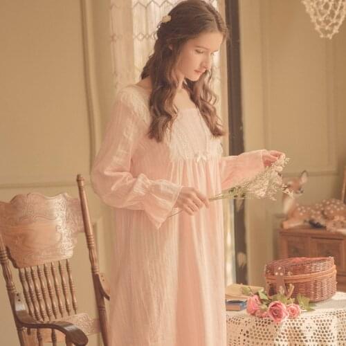 Women Summer Autumn Cotton Nightgown Long Sleeves Over The Knee Home Wear Korean Loose Plus-Size Nightdress For Pregnant Пижама