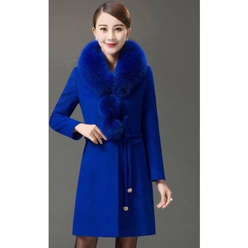 2020 Autumn Winter Women New Fashion Large Fur Collar Long Single-breasted Woolen Cashmere Coat Lady Plus Size 5XL Wool Coat 290