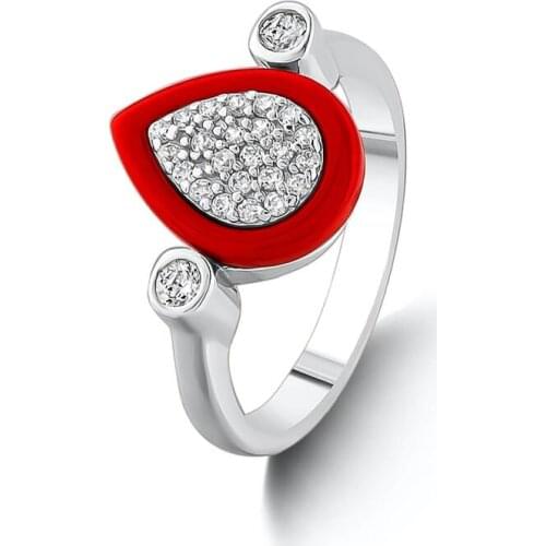 Drop Model Women Ring Silver Red Stone Women Ring Women Multi Stone Jewelry Solid 925 Sterling Silver Wedding Engagement Ring