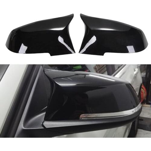 1Pair Side Rear View Wing Mirror Cover Caps For BMW 1 2 3 4 Series F20 F30 F31 F32 F34 F36 E84 2014 -2018 ABS Gloss Black
