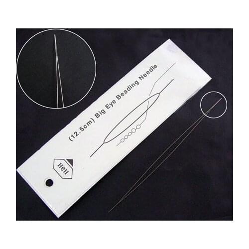 10pcs 12.5cmx0.1mm Big Eye Beading Needle Jewelry Making Tools, Made Of Stainless Steel, hole: about 0.1mm