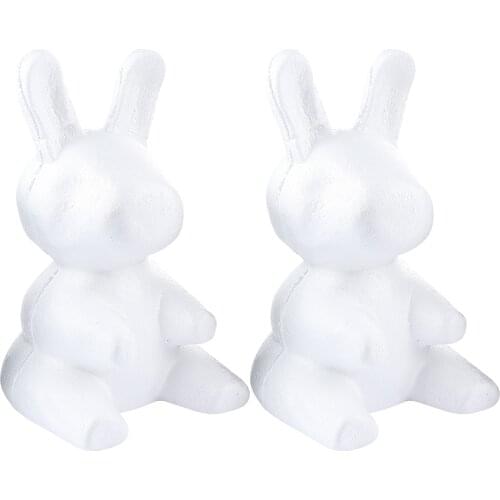 2pcs DIY Foam Rabbit Mold Decorative Foam Rabbit Mold Lovely Modeling Foaming DIY White Embryo Foam Flower Arrangement Model