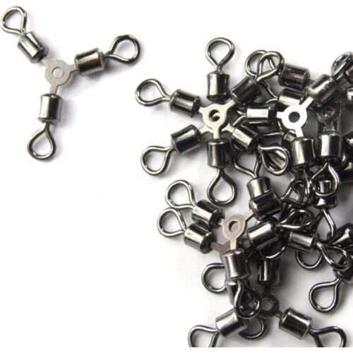 200pcs Alloy Copper O-shape 3 Way Rolling Swivels Trigeminal Solid Ring Saltwater Fishing Quick Rigging Connector Accessory