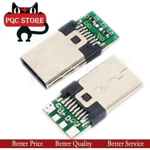 5PCS USB 3.1 TYPE-C male 8P plug with PCB board wire interface and long plug connector