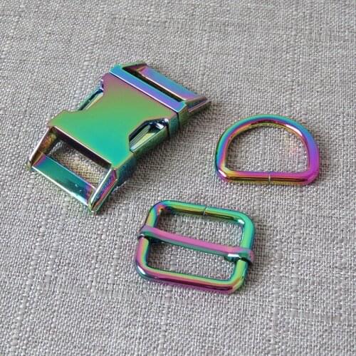 50Sets 25mm Wholesale Dog Collar Paracord Metal D Ring Buckle Hardware Rectangular Loop Straps Bag Belt Adjuster Clasp Accessory