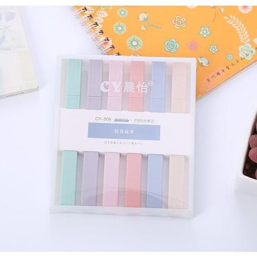 6PC Creative Morandi Color Highlighter Eye Protection Marker Soft Tip Marker Pen Student Oblique Tip Highlighter Pen Set
