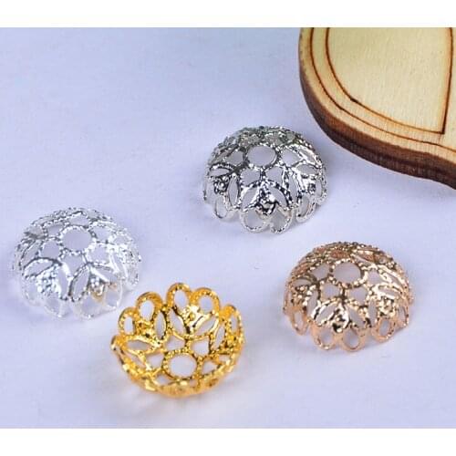 20pcs ZHU RU 11mm Necklace Domed flower towing bead cap Flower drag leaf leaves charms for DIY Jewelry Making Materials