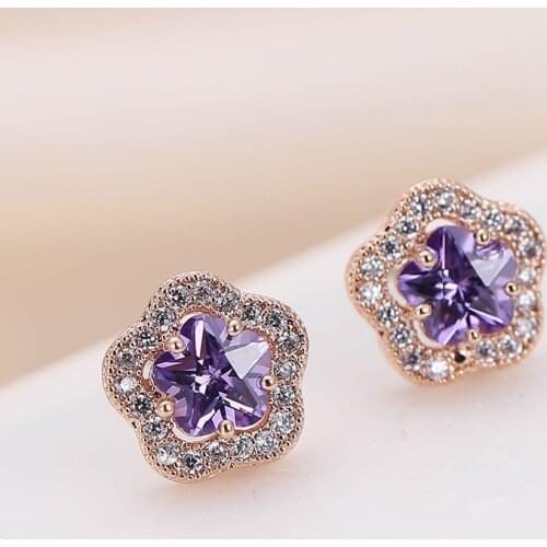 DE134 Fashion Delicacy Elegant 4A Zircon Circle Flower Ear Stud GIRLS Gift Party Banquet WOMENS Jewelry Earrings 2021