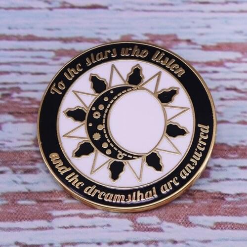 ACOMAF quotes pin moon stars brooch literature book nerd decor