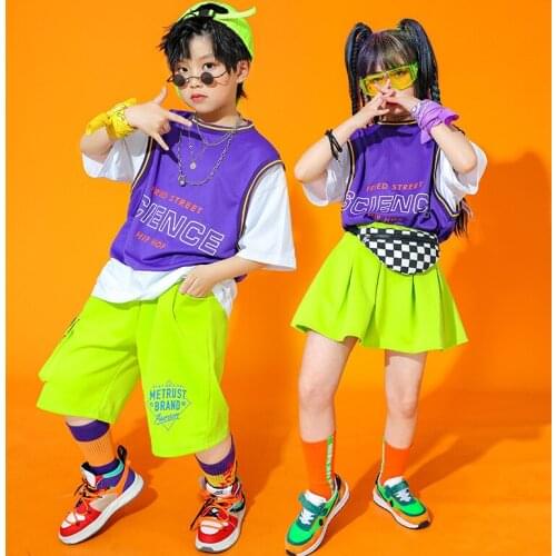 Kids Concert Dance Costumes Hip Hop Outfits Show Clothes Street Wear Tshirt Tops Shorts Skirt Girls Boys Jazz Stage Wear Clothes