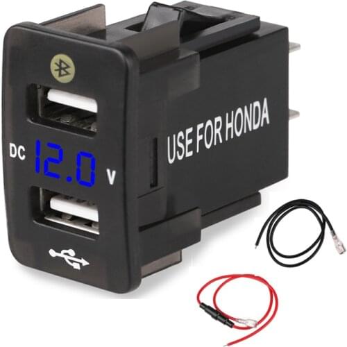 For Honda 5V 4.2A Fast charge Car Charger 12V LED Display Voltmeter 2.1a Socket USB Adapter GPS Bluetooth Find Parking Location