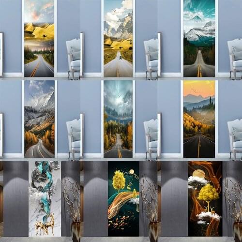 Travel Highway Alpine Scenery DIY Door Stickers Home Decoration Wall Stickers Kitchen Porch Art Mural Peel & Stick Wall Poster