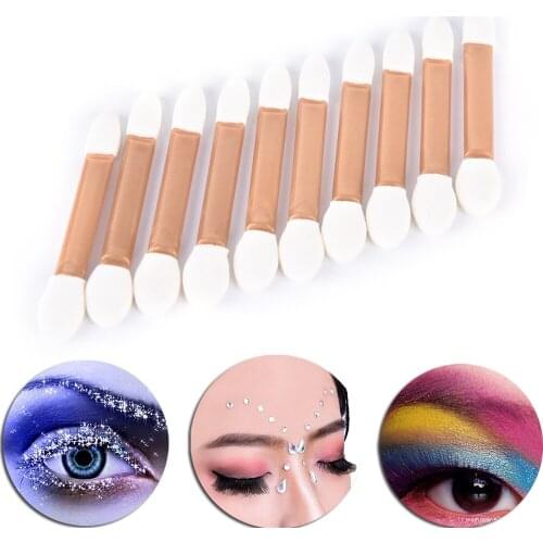 Hot 10Pcs/lot 5.8cm Double-Ended Eye Shadow Brush Disposable Eyeshadow Sponge Makeup Brushes