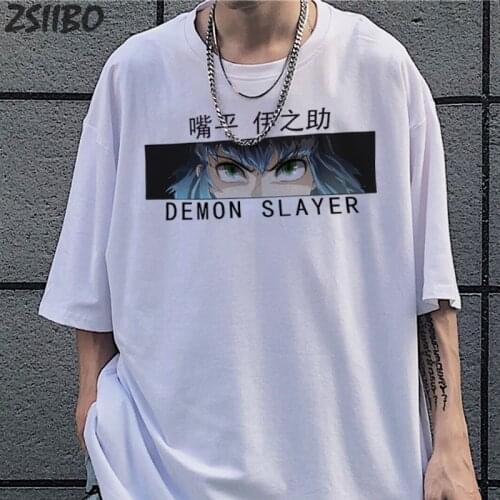 Harajuku Demon Slayer Mens tshirt Summer Unisex Short Sleeve T shirt Anime Funny Printed Streetwear Hashibira Inosuke T-shirts
