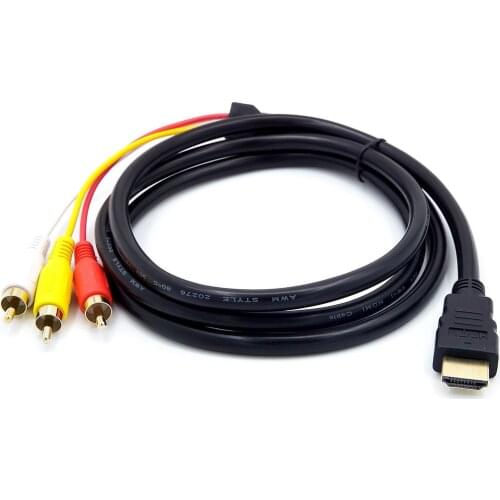 Male to 3RCA AV Composite Male M/M Connector Adapter Cable Cord Transmitter