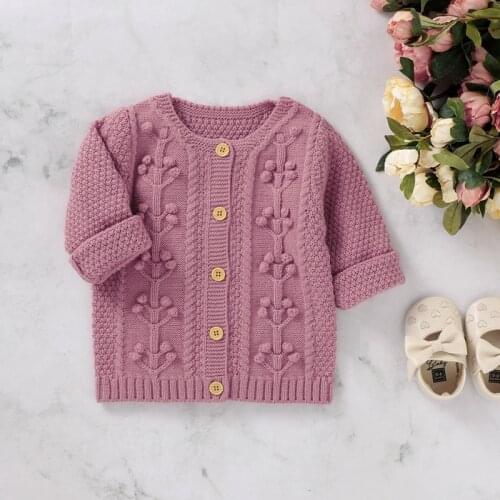 Baby Girls Cardigan Autumn Spring Knitted Sweater Top Baby Boys Children Clothing Boys Girls Little Ball Sweater Kids Outwear