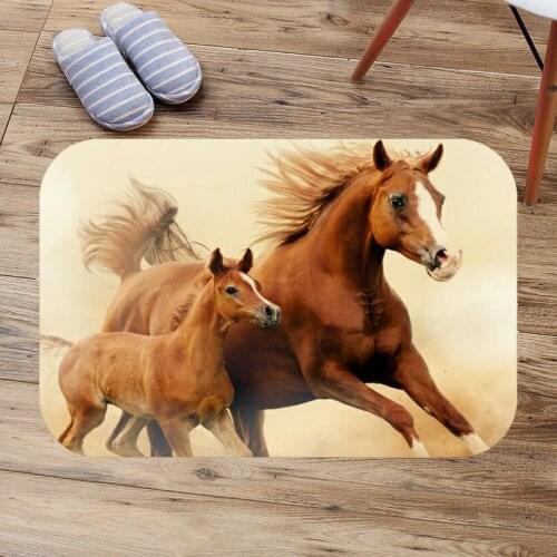Running Horse Bathroom Bath Mat Flannel Absorbent Non Slip Doormat Customized Entrance Door Mats Antiskid Toilet Rug