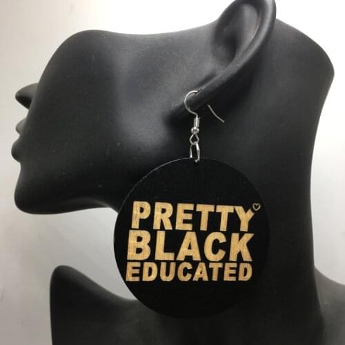 Pretty Black Educated Wooden Earrings