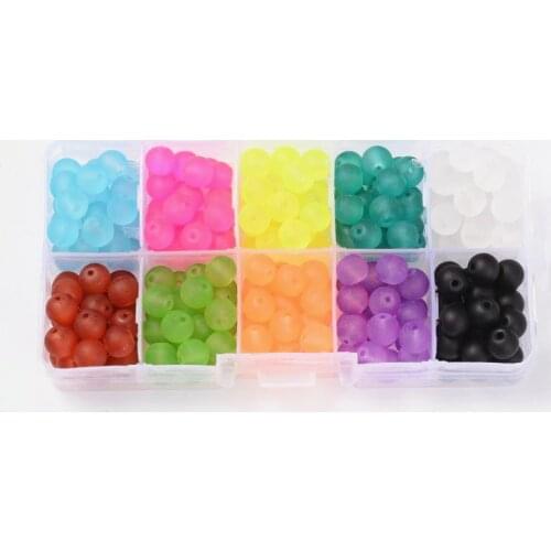 4/6/8/10mm Mixed Color Dyed Frosted Transparent Glass Beads Loose Spacer Beads for Jewelry Making DIY Bracelet Necklace