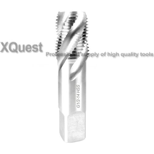 XQuest HSS Spiral Flute Pipe Thread tap G 1/8 1/4 3/8 3/4 1/2 Machine Spiral Flutes pipe taps G1/8-28 G1/4-19 G1/2-14 G3/8-19