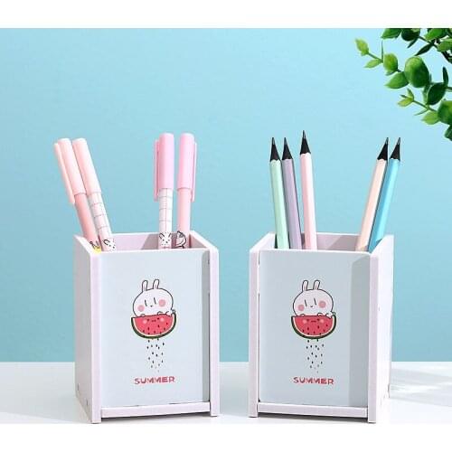 Cute Multifunctional Pen Holder Kawaii Large Capacity Desktop Organizer Pencil Box School Stationery