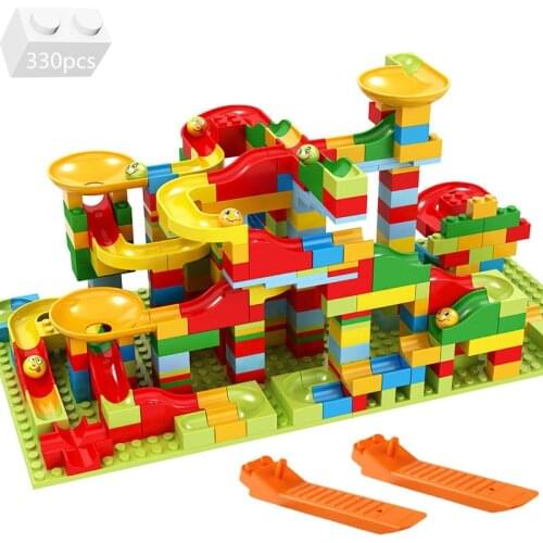 Marble Race Run Block Funnel Variety Slide Track Maze Ball Building Blocks Kit Small Bricks Ideas DIY Assembly Toys For Children