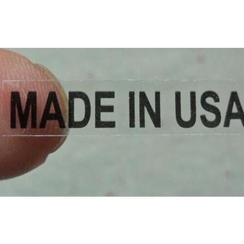 Free shipping 6X28mm the transparent label MADE IN USA stickers country of origin