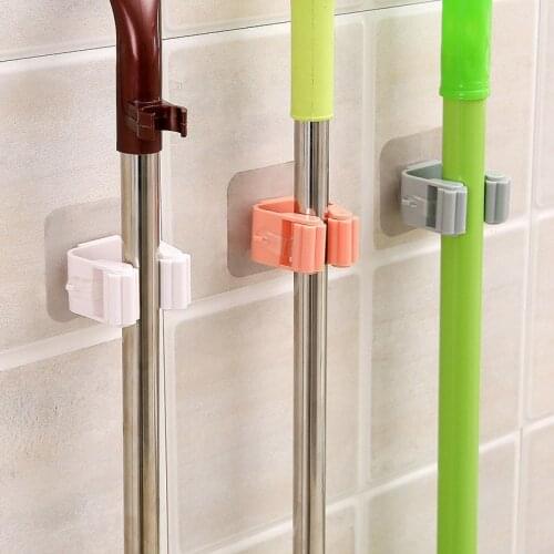 Brush goods Holder Walls home Hook Hanger Bathroom Racks Kitchen Behind Metal Mop Shipping Clip Seamless Shelf Grey Organizer