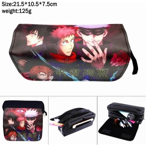 Anime Jujutsu Kaisen Nylon Pencil Case Zip Student Cosmetic Bag Casual Portable Penbag Makeupbag Women Travel Stationery Bags