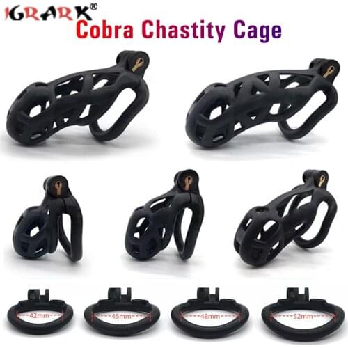 2021 New Male Cobra Chastity Cage Device 3D Curved Cock Ring Penis Sleeve Adult Games Erotic Product Sex Toys for Men Dick Belt