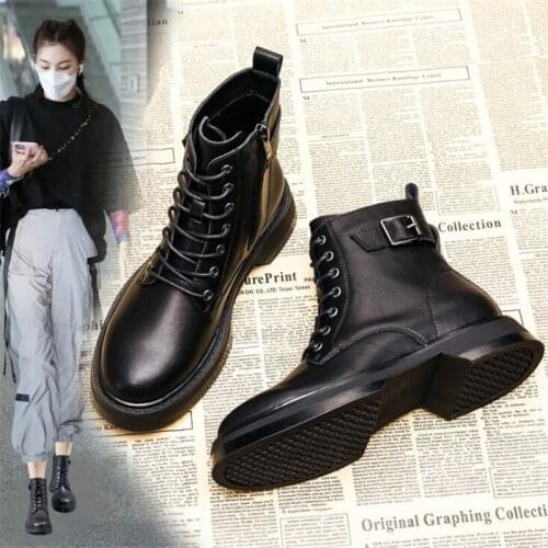 Okkdey 2020 new Women Boots Ladies Female Brand Fashion Casual Leather Platform Designer Luxury Ankle Boots Shoes Woman