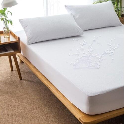 Solid Waterproof Mattress Pad Cover Elastic Dust Mite Mattress Cover Protector Colchon Machine Washable Breathable Bed Sheet 45