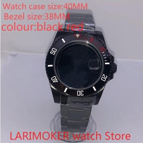 Suitable for NH35 NH36 Miyota 8215 40mm 904L stainless steel housing, sealed black back cover, with rotating bezel black red