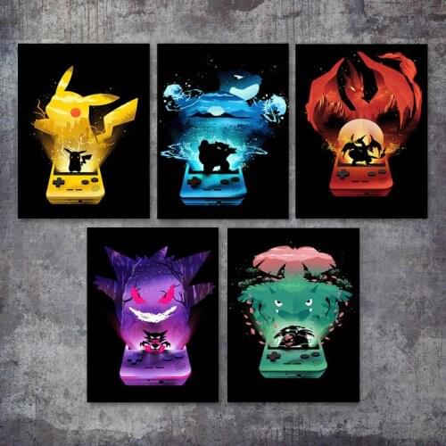 Pokemon Home Decoration Pictures and Posters Pikachu Cartoon Art Canvas Painting Modern Mural Print Childrens Room Living Room