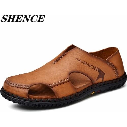 SHENCE Summer breathable sandals mens sandals fashion sandals soft non-slip trend beach shoes casual hiking shoes for men