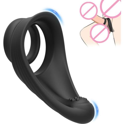 Silicone Dual Penis Ring Premium Stretchy Cock Ring Longer Harder Stronger Erection Enhancing Sex Toy for Male and Couples Play
