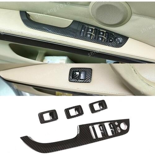 Carbon fiber Window Lift Switch Button Cover For BMW 3 Series E90 Sedan 2005-12