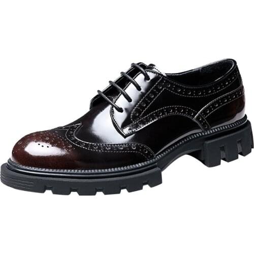 Designer Shoes Men British Retro High Quality Genuine Leather Shoes Men Autumn Winter Cowhide Men Lace-Up Business Men Shoes