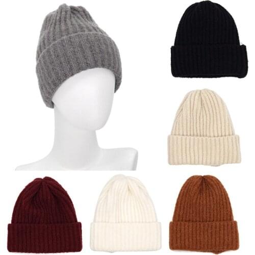 Knitted hats for men and women fall/winter hats hip-hop curled woolen caps outdoor warm and cold-proof thick cold hats