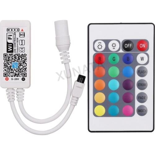 WiFi LED Remote Controller Music Voice 24key for RGB/RGBW LED Strip Lights Change Dimmer/Timer Works with Alexa/Google Home