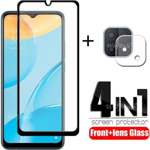 4-in-1 For OPPO A15 Glass For OPPO A15 Tempered Glass Full Glue Screen Protector For OPPO A52 A72 A92 Reno 4Z A53 A15 Lens Glass