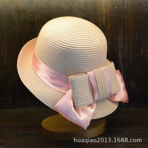 Lady Fashion Sunhat Female Raffia Straw Sunscreen Cap Adjustable Suncap Bowknot Sun Beach Hat Shading Dome Caps B8990